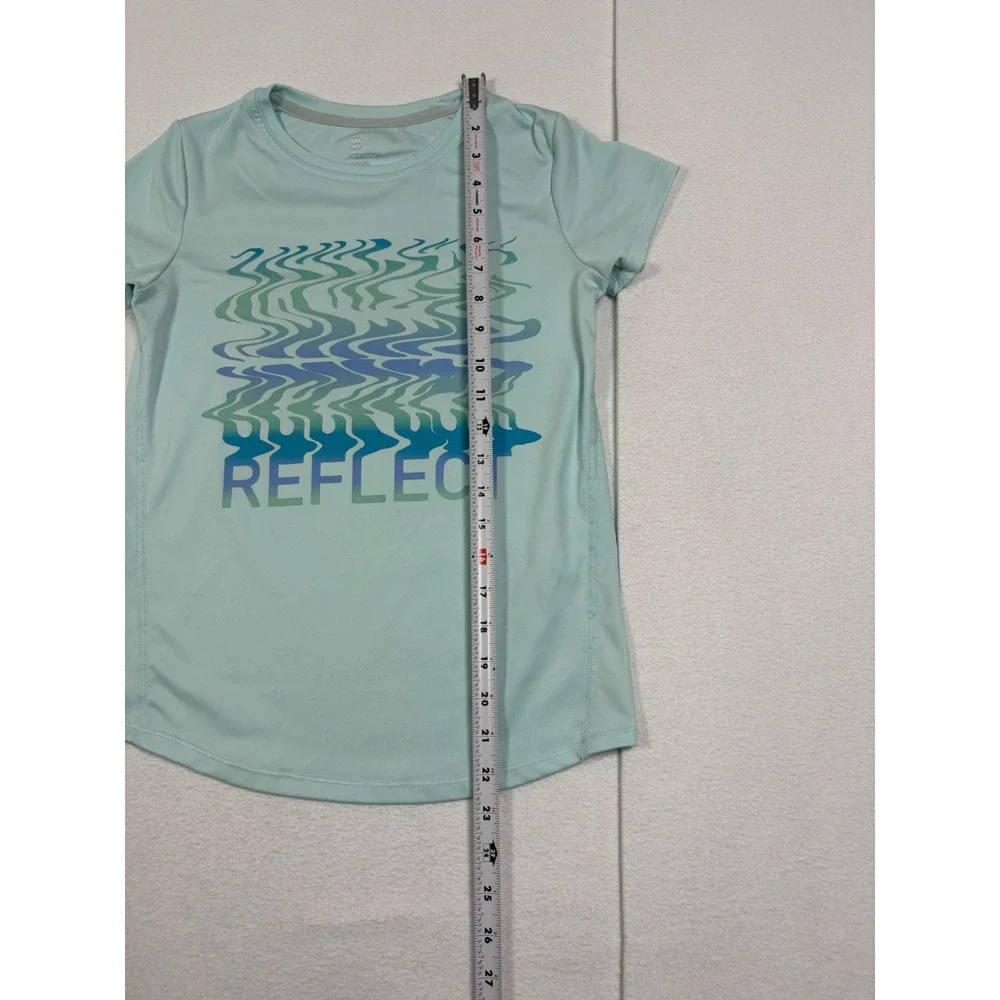 All In Motion Girls Large 10/12 Light Blue Reflect Graphic Activewear T-Shirt